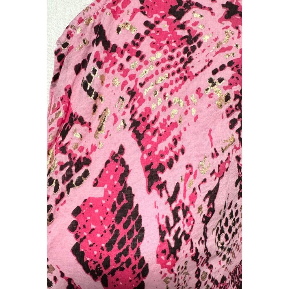 JUDE CONNALLY Jordana Tiered Swing Maxi Dress Gilded Snakeskin Size L - Picture 2 of 5